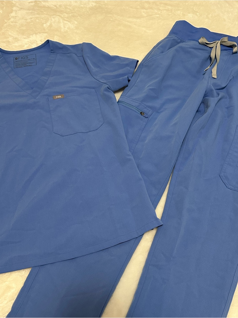 Women's Catarina Scrub Top and matching scrub pants in the Ceil Blue